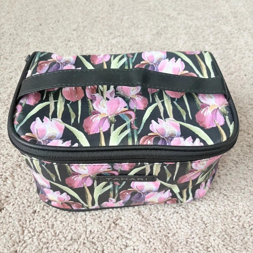 Tahari Medium Train Travel Cosmetic Case Floral Makeup Bag